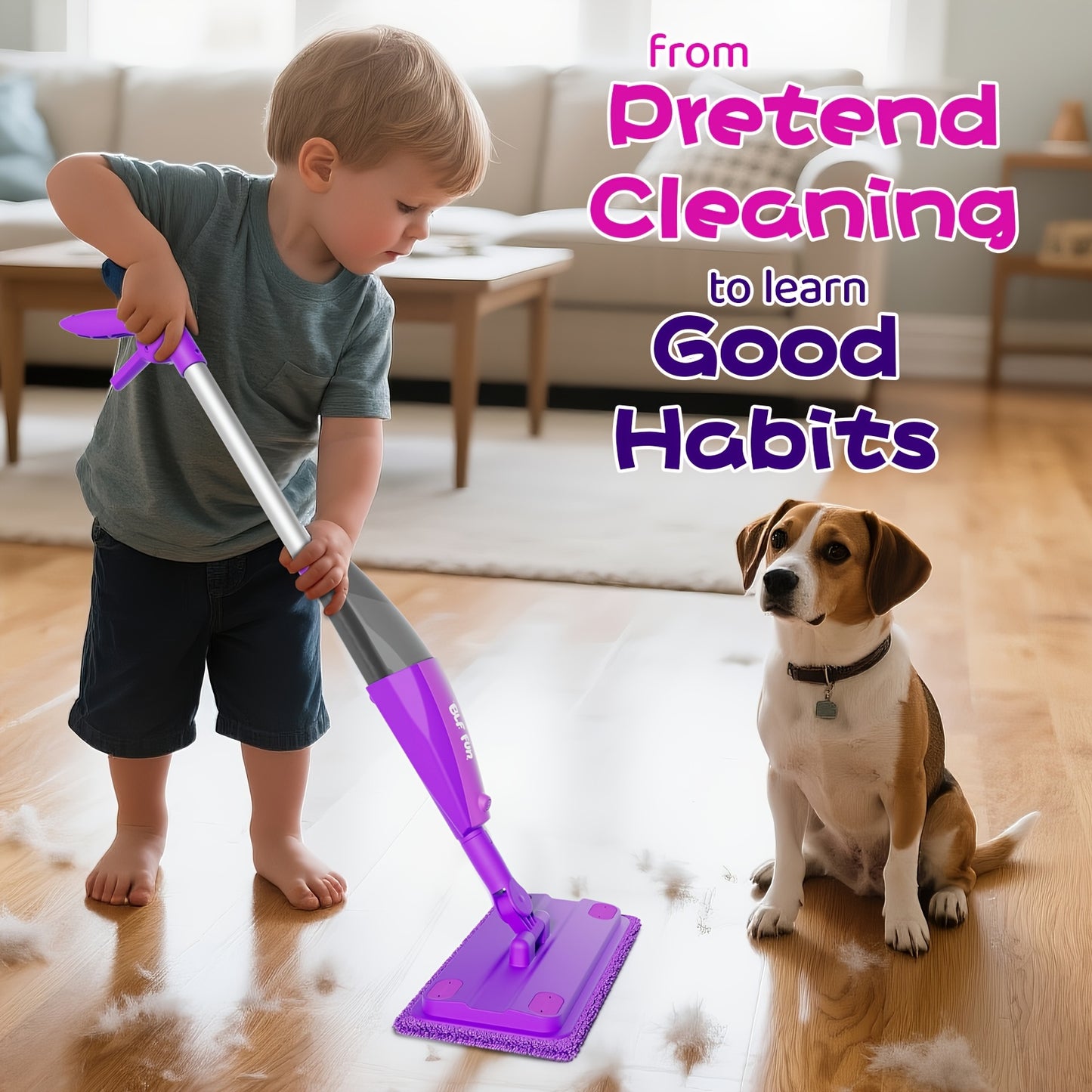 Mop Kids Toys With Water Sprayer, Pretend Play&Preschool Educational, STEM Clean, Housekeeping Kit Spray Mops For Floor Cleaning, Birthday Gifts 3 4 5 6 7 8 Year Old Boys Girls
