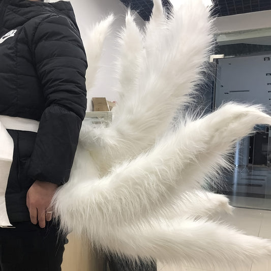 Anime Nine-Tailed Fox Tail Prop - Two Sizes Available, Alloy & Knitted Street Style Cosplay Costume Accessory for Halloween Christmas Parties, Stage Performances, Photography Backdrops, Best for Christmas
