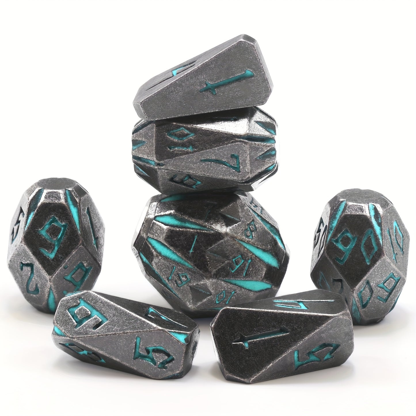 Premium Metal DND Dice Set 7pcs Stonehenge Themed Polyhedral Dice with Box, Ideal Christmas Thanksgiving Valentines Day Gifts(Blue)