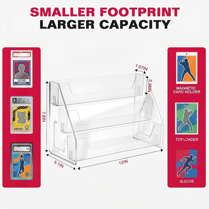 3/5-Tier Vertical Collectible Card Display Stand Compatible for PSA BGS SGC Graded Cards, Snap-in Assembly Suitable for Baseball & Basketball Trading Card Showcase, Desktop Holder for PSA/BGS/SGC Card Display