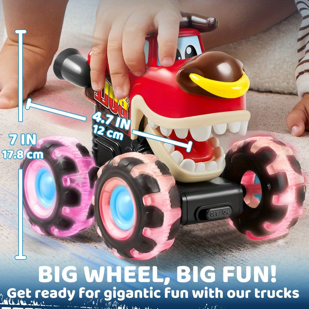 Monster Truck Toys for Toddlers 3-Pack LED Light Up Wheels Press and Go Animal Trucks Shark Bull Dinosaur, Glow in Dark Push Car Toy for Kids Ages 1-5, Birthday Easter Gift for Boys and Girls