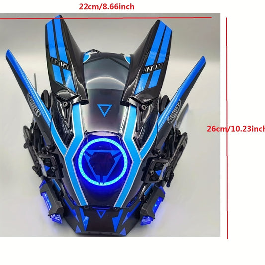 Punk Mask, Unisex LED Luminous Mask Round Light Mechanical Role Playing Props Gift Music Festival Halloween Christmas Cosplay Mask