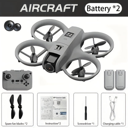 Mini 4K FPV Drone with 180° Rotating Dual Camera – Optical Flow Positioning, Dual Batteries, 360° Flip, One-Key Takeoff Landing, Anti-Shake RC Quadcopter for Beginners Boys Girls