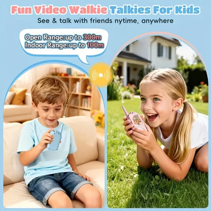 2pcs Children's Walkie-talkie Toys, 2.4GHz Wireless Walkie-talkies with Video Call And Voice-changing Functions, Equipped with High-definition Cameras, Long-distance Communication, Suitable for Children Aged 3-14, Ideal for Outdoor Play