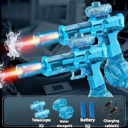 2026 New 2pcs High-speed Automatic Water Gun, Featuring An Ultra-long Shooting Range And Cool Lights, Is A Toy for Boys And Girls, Perfect for Outdoor Play In Summer, And The Best Birthday Gift
