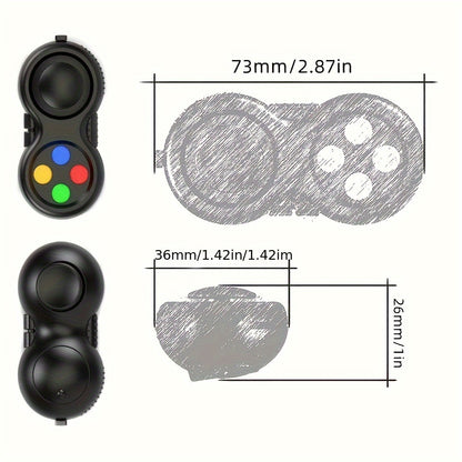 3pcs Retro Classic Handheld Fidget Controllers - Vibrant & Fun Relax Toys with 8 Fidgeting Options, Clickable Buttons, Game Joystick, and Massage Roller in Assorted Colors
