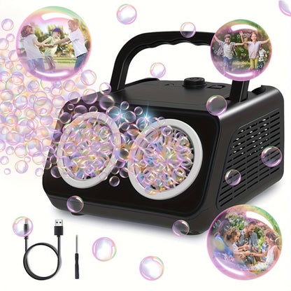 Automatic Bubble Machine, Bubble Blower with 2 Fans 20000+Bubbles Per/Min, Electric Bubble Maker for Kids By Batteries, with 10xBubble Solution, Bubble Toys for Outdoor