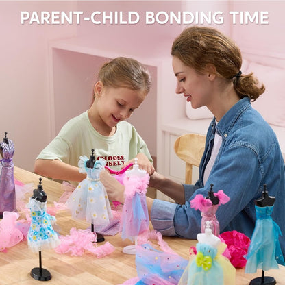 400PCS Fashion Design Crafts for Kids Art and Crafts Toy DIY Sewing Crafts with 3 Mannequins for Girls Aged 8-12, Birthday Presents