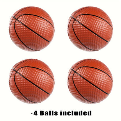 Door Basketball Hoop Set for Kids & Adults – Indoor Outdoor Mini Basketball Stand with LED Lights, Electronic Scoreboard & 4 Basketballs, Perfect Birthday & Christmas Gift for Boys and Girls