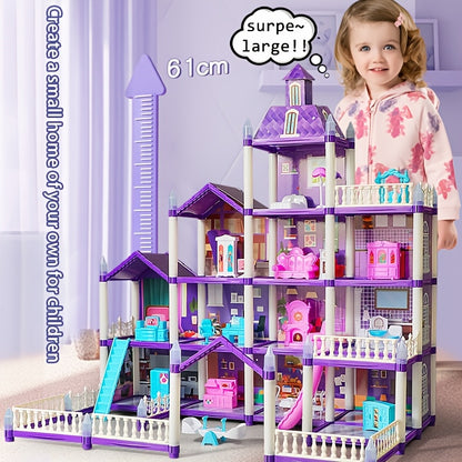 A Dollhouse Designed for Girls, Featuring 11 Rooms, Doll Figures, Puppies, Furniture, Additions, And LED Lighting, Making It an Ideal Playhouse Gift for Girls Aged 3 to 10