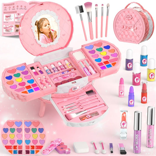Real Washable Kids Makeup Kit for Girls - Non-Toxic & Safe Play Set, Princess Dress up Toys, Birthday & Christmas Gifts, Toys for Kids Girls 3+