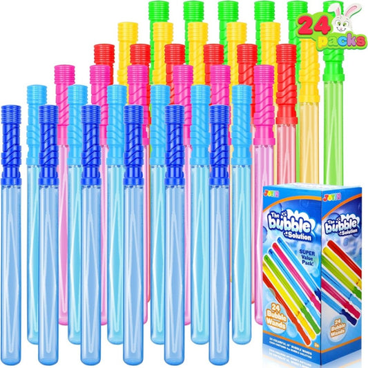 24 Pack 14.6'' Big Bubble Wands Bulk (2 Dozen) for Summer Toy, Outdoor/ Indoor Activity Use, Easter, Bubbles Party Favors Supplies for Kids
