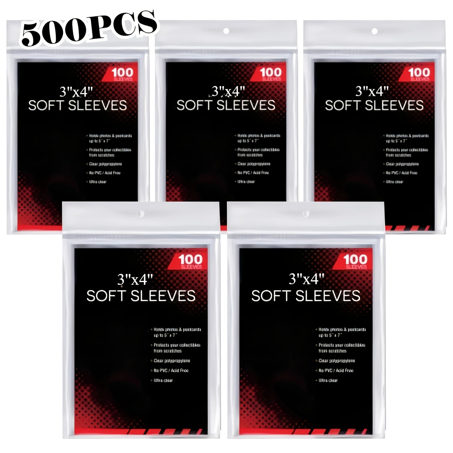 Soft Sleeves 5 Packs of 100 for Standard Sized Cards = 500