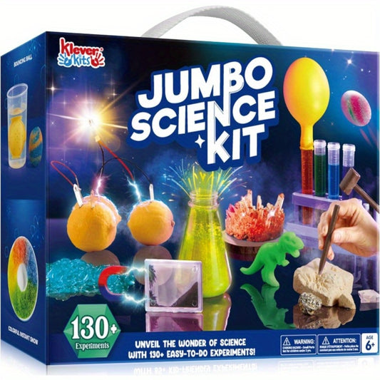 [STEM Educational Toys] 130+ Experiments Jumbo Science Kit for Kids with Chemistry Set, Growing Crystal Tree & Glowing Bulb - STEM Educational Toys with 130+ Hands-On Activities, Science Experiment Kit, Stem Building Kit, Science Gadget, Science Toy, Phys