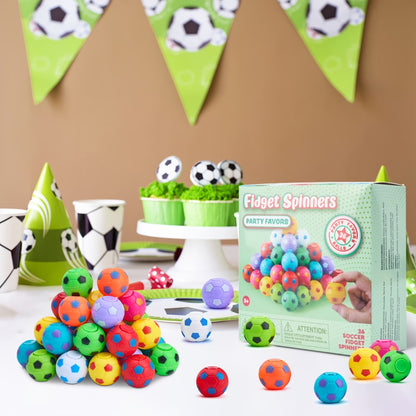 Soccer Fidget Spinners 72 Pack Bulk – 9 Colors 1.3 Inch Mini Spinner Toys for Kids Party Favors Classroom Rewards Goodie Bag Stuffers Birthday Gifts