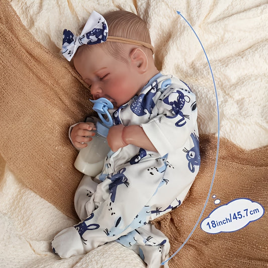 [Halloween Christmas Gift] Colorlizard Reborn Baby Dolls, Reborn Baby Dolls, Realistic Reborn Baby Dolls 18 Inches 45 Cm Baby Body Realistic Newborn Doll Lifelike Baby Doll Halloween Christmas Gift Suitable For Children Aged 3 And Above. (Doll Only/ No Ac
