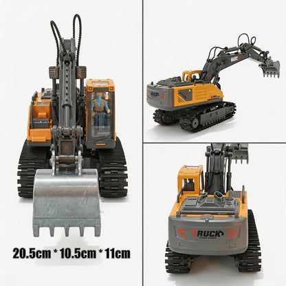 Track Type RC Excavator Toy for Kids – 1200mAh Remote Control Excavator with Metal Shovel & LED Light, Construction Tractor Toy for Boys Ages 6-12, Birthday Gift (Metal/Plastic/Mini Options)