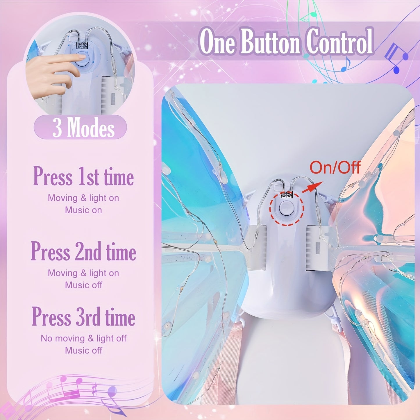 Fairy Wings LED Butterfly Wings, USB Rechargeable LED Fairy Wings
