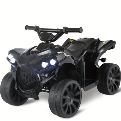 Kids Electric Ride-On ATV 4-Wheeler Quad with LED Headlights Foot Pedal Accelerator Anti-Slip Tires 55 lbs Capacity Outdoor Birthday Gift for Boys Girls Ages 3+ Black Red Blue Pink