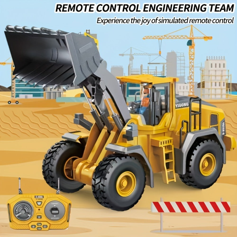 Alloy RC Construction Vehicle Toy for Kids – 2.4GHz Remote Control Excavator, Loader, Dump Truck with Alloy Metal Cap, Light & Sound, Rechargeable Battery, Boys Gift for Halloween Thanksgiving Christmas