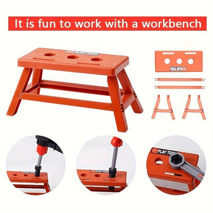 Kids Tool Set 38 Piece Pretend Play Construction Toy – Educational Simulation Toolbox Building Kit for Boys & Girls Ages 3+ Toddler STEM Gift for Birthday Christmas Holiday Red