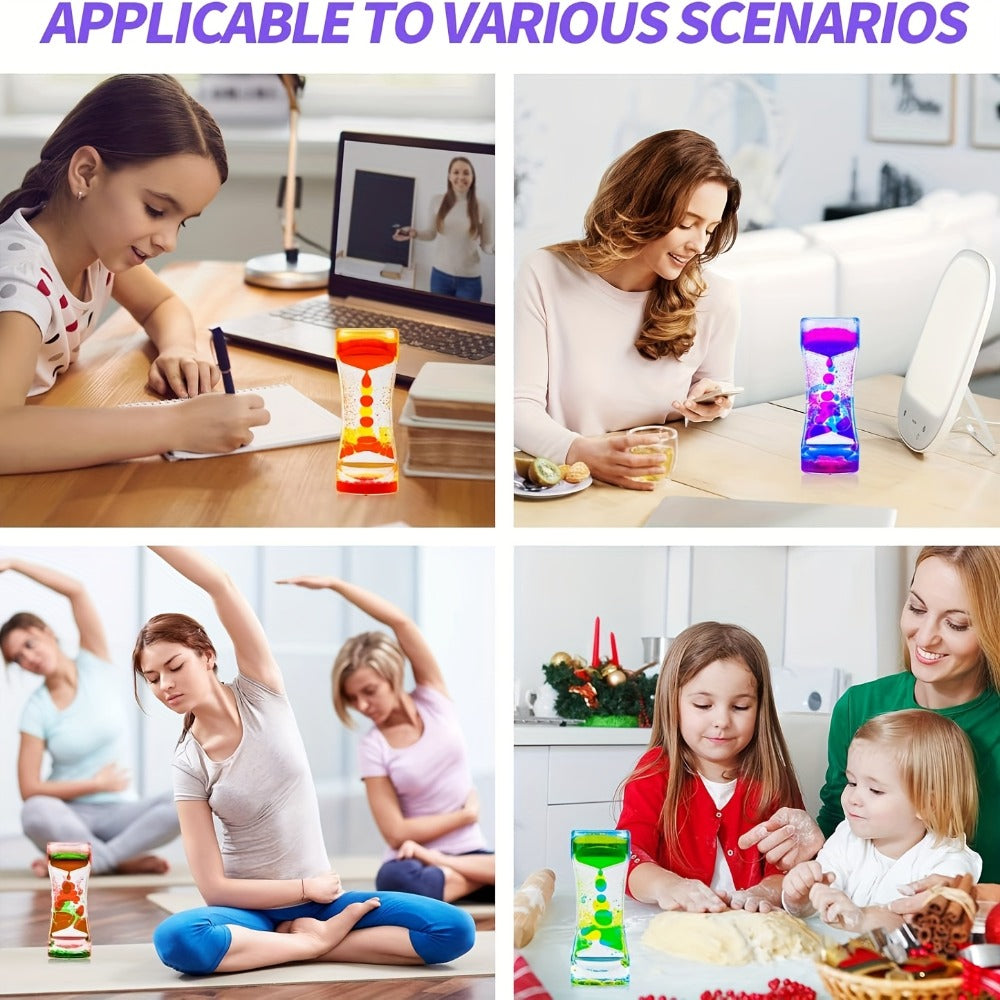 Liquid Motion Bubbler Hourglass Sensory Toy 6 or 12 Pack – Colorful Calming Timer Fidget Toy for Kids, Teens & Adults, Anxiety Relief & Relaxation, Classroom & Desk Decor