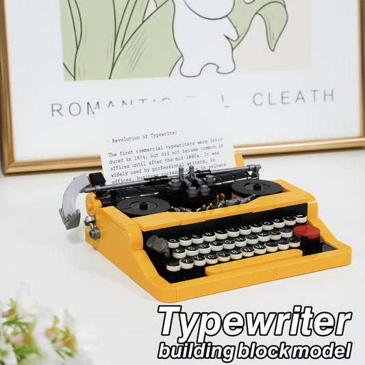 Typewriter Model, 1980S European Mechanical Typewriter Model, Immersive 3D Assembly, Interactive Building Experience, Includes Assembly Manual, Safe And High-Quality Materials, Compatible with Major Brands of Building Blocks, Building Block Set