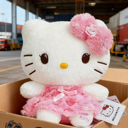 (Authorised) 1pc Sanrio Kawaii Hello Kitty Pink Rose Dress Bow Plush Toy Soft And Cute Suitable for Birthday Gifts Christmas Gifts And Other Holiday Surprise Gifts