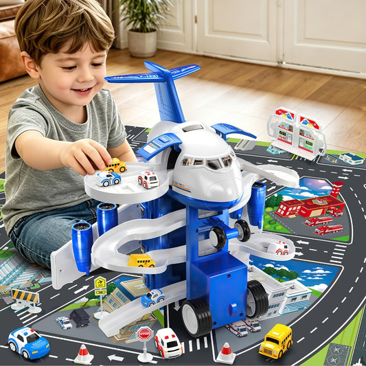 Home Kids Airplane Car Toys Simulation Inertia Aircraft Music Stroy With Light Passenger Plane Diecasts Kids Educational Toy