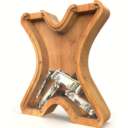 26 Wooden Letter Penny Bank, Penny Bank for Adults, Alphabet Money Bank, Safe & Durable Savings Box Coin Bank Birthday Gift