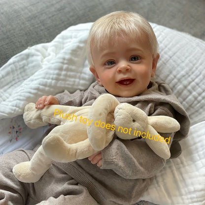Reborn Baby Boy Doll 24 Inch Lifelike Realistic Newborn Soft Cloth Body Vinyl Limbs Hand-Rooted Hair Weighted Gift Set for Girls Kids Collectors