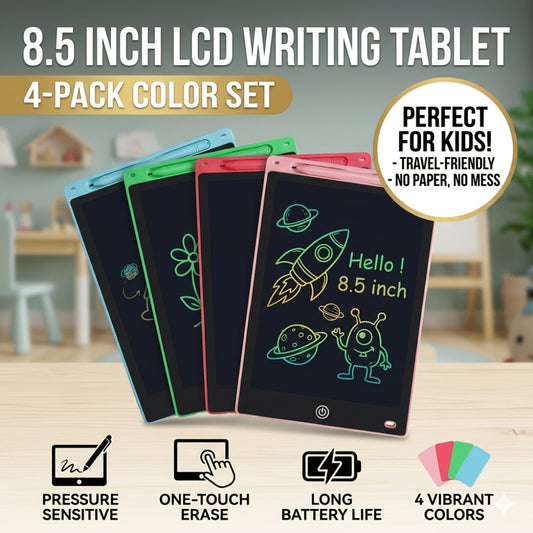 LCD Writing Tablet 4 Pack 8.5 Inch Colorful Doodle Board Reusable Electronic Drawing Pad Educational Toy for Kids Ages 3-6 Boys Girls Home School Travel Gift