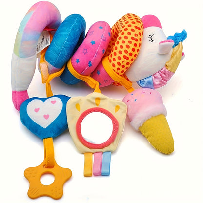 Car Seat Toys for Youngsters 0-6 Months Girl - Youngsters Toys 3-6 Months - Rattle, Mirror, Crinkle, Squeaky Carseat Stroller Toys 0-6 Months Developmental Youngsters Youngsters Girl Gifts