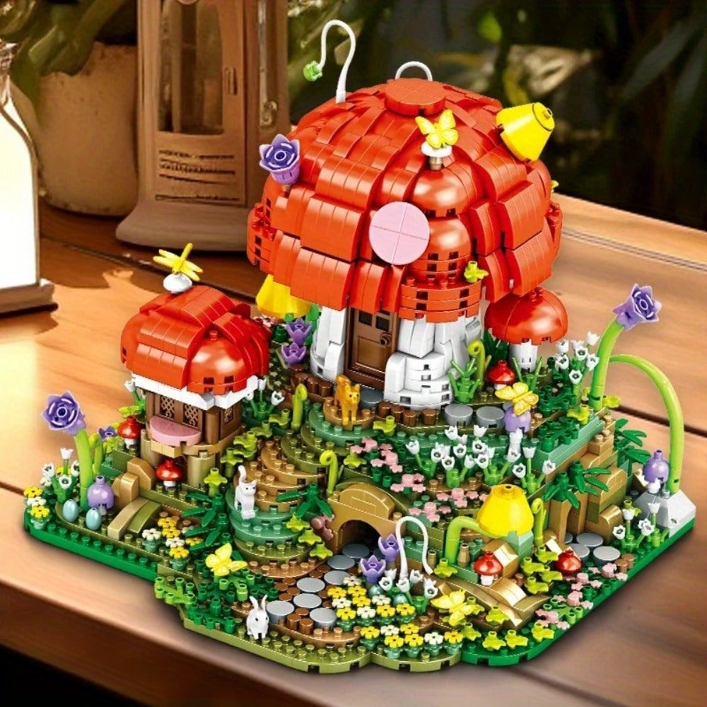 Fairy Mushroom House Building Blocks Set 2000+ Pcs – Mythical M-Shaped Miniature Architecture Model 663, Creative Desktop Decoration Display Kit for Adults & Teens, Birthday Gift for Fantasy Lovers