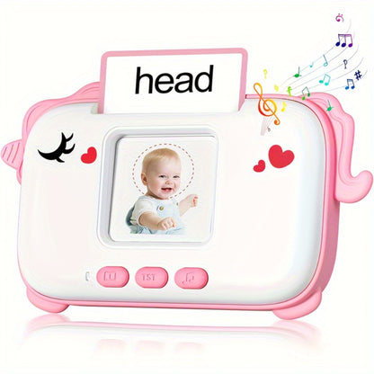 Talking Flashcard Machine for Toddlers 160 Words — Portable Word Card Reader Kids Ages 1-4 Dinosaur Unicorn Style Speech Vocabulary Learning Toy Gift Boys Girls