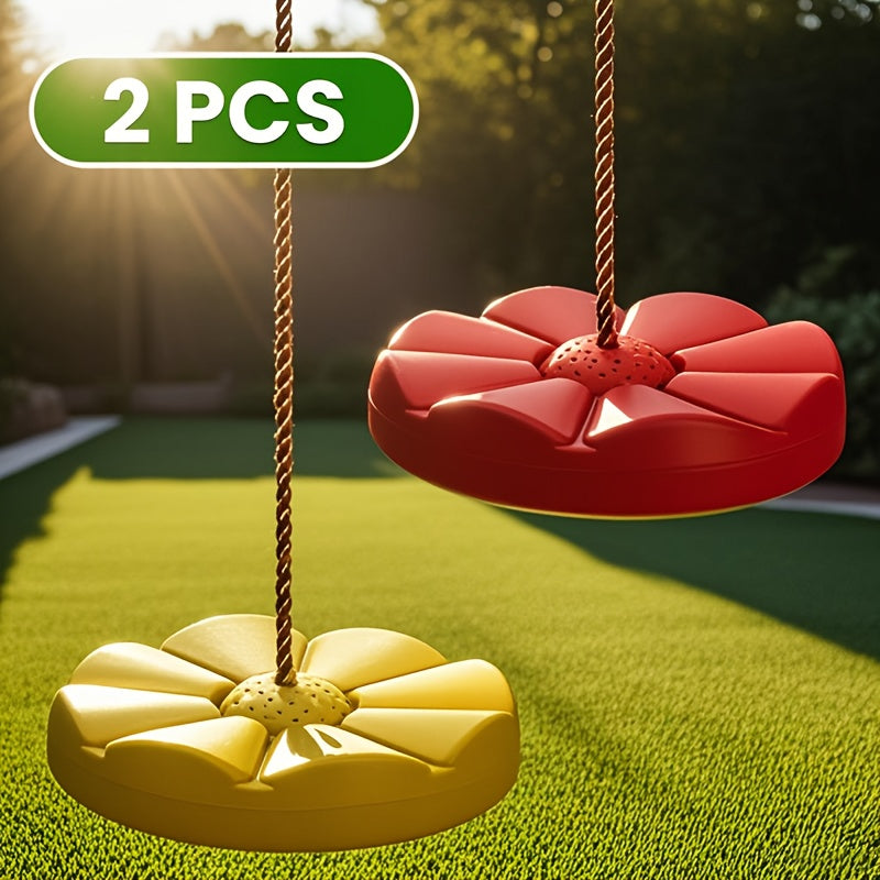 2pcs Single Style Thick Swing, Outdoor Fitness Flower Shaped Fun Swing, Diameter 11.8in Adjustable Rope Length 78.7in, Suitable for Amusement Parks/courtyards