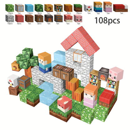 [Halloween Christmas Gifts] Magnetic Blocks - 108/102/100/64/54/48Pcs Magnetic STEM Sensory Toys For Birthday Gifts For 3 4 5 6 7 8 9 10 Year Old Boys And Girls Halloween Christmas Gifts Random Color