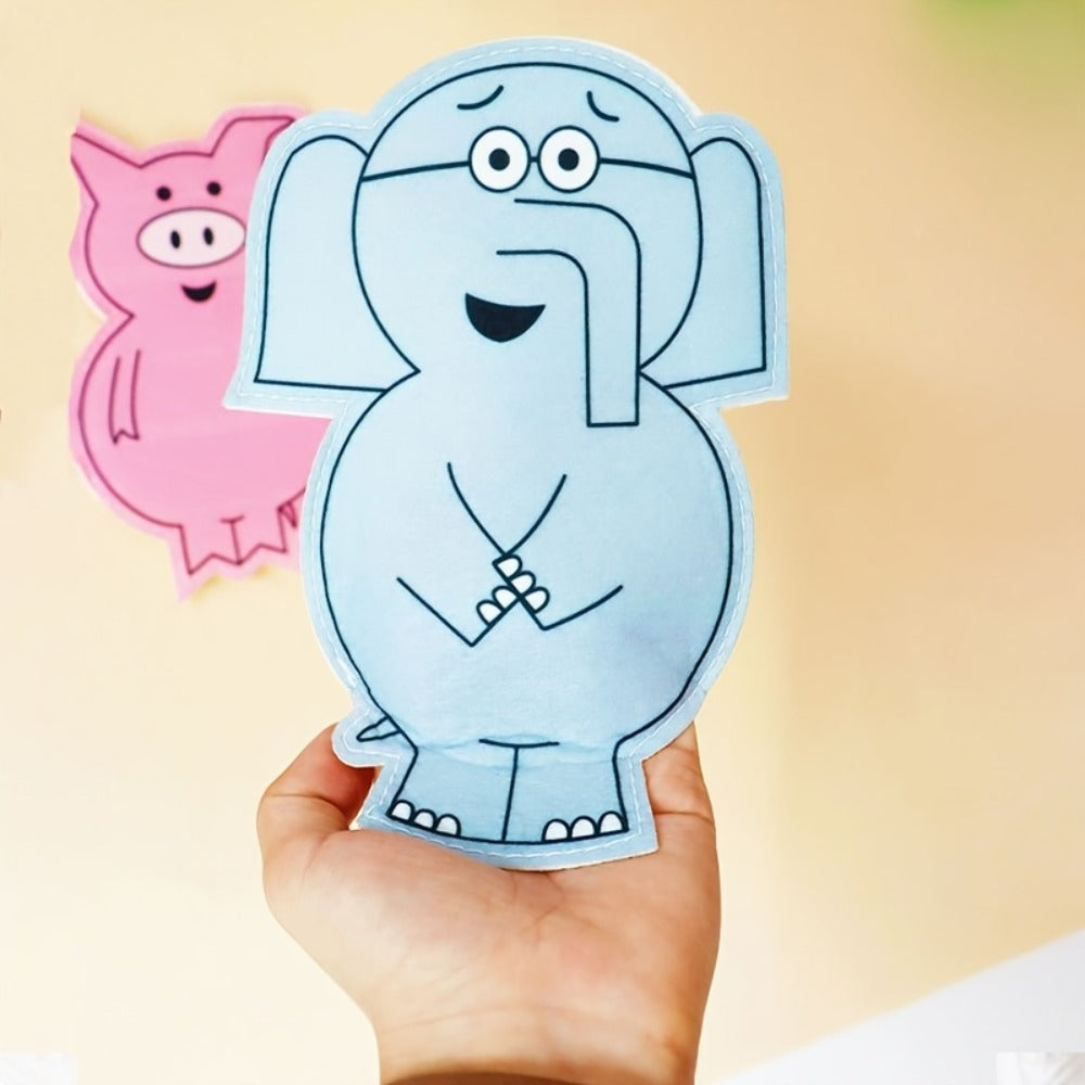 Hand Puppets of Elephant And Piggie - Props for Storytelling Performances, Interactive Teaching Tools for Classrooms by Hoojojo
