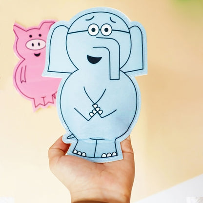 Hand Puppets of Elephant And Piggie - Props for Storytelling Performances, Interactive Teaching Tools for Classrooms by Hoojojo