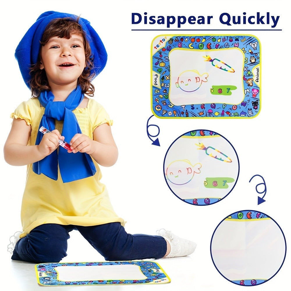 Reusable Water Doodle Mat for Kids with 2 Water Pens – Large Size Mess-Free Drawing Pad, Non-Toxic Educational Art Toy, Interactive Gift for Boys & Girls Ages 2-8