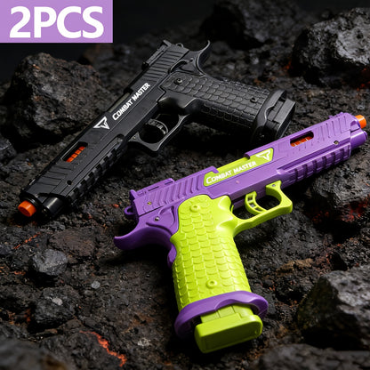1pc/ 2pcs High Quality 2011 Battle Master Semi-automatic Soft Toy Gun, Including 1 Magazine, 6 Bullets, 20 Actual Combat Simulation Ammunition, Simulation Training Model, Safe ABS Plastic Material, Cartridge Case Discharge Design