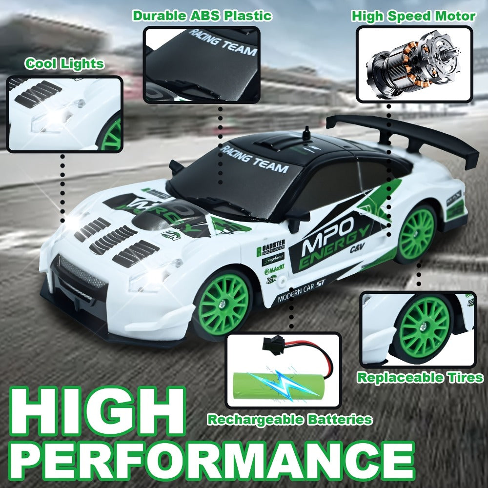 1:24 Scale RC Drift Car 4WD High Speed Racing Model – Drifting Tire Sports Remote Control Car for Adults Boys Girls, Fun Birthday Christmas New Year Gift (Red)
