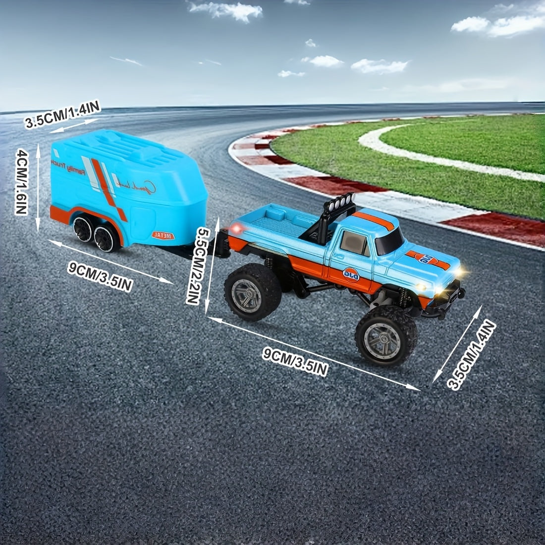 Mini RC Truck Toy, 2.4GHz Off-Road Alloy Truck, 1:64 Scale Mini RC Truck (with Trailer, Body Lights & Headlights), Crawler Toy, Adjustable Speed/Steering, Collectible Truck Model, Perfect Holiday Gift