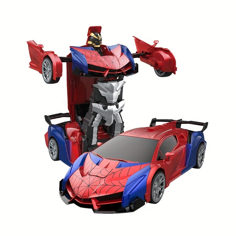 RC Robot Car Toy 1:18 Scale for Kids – One-Button Deformation Remote Control Stunt Car, 360° Rotating Drift, Blue & Red Color Options, Educational Birthday Children's Day Gift for Boys & Girls Ages 3+