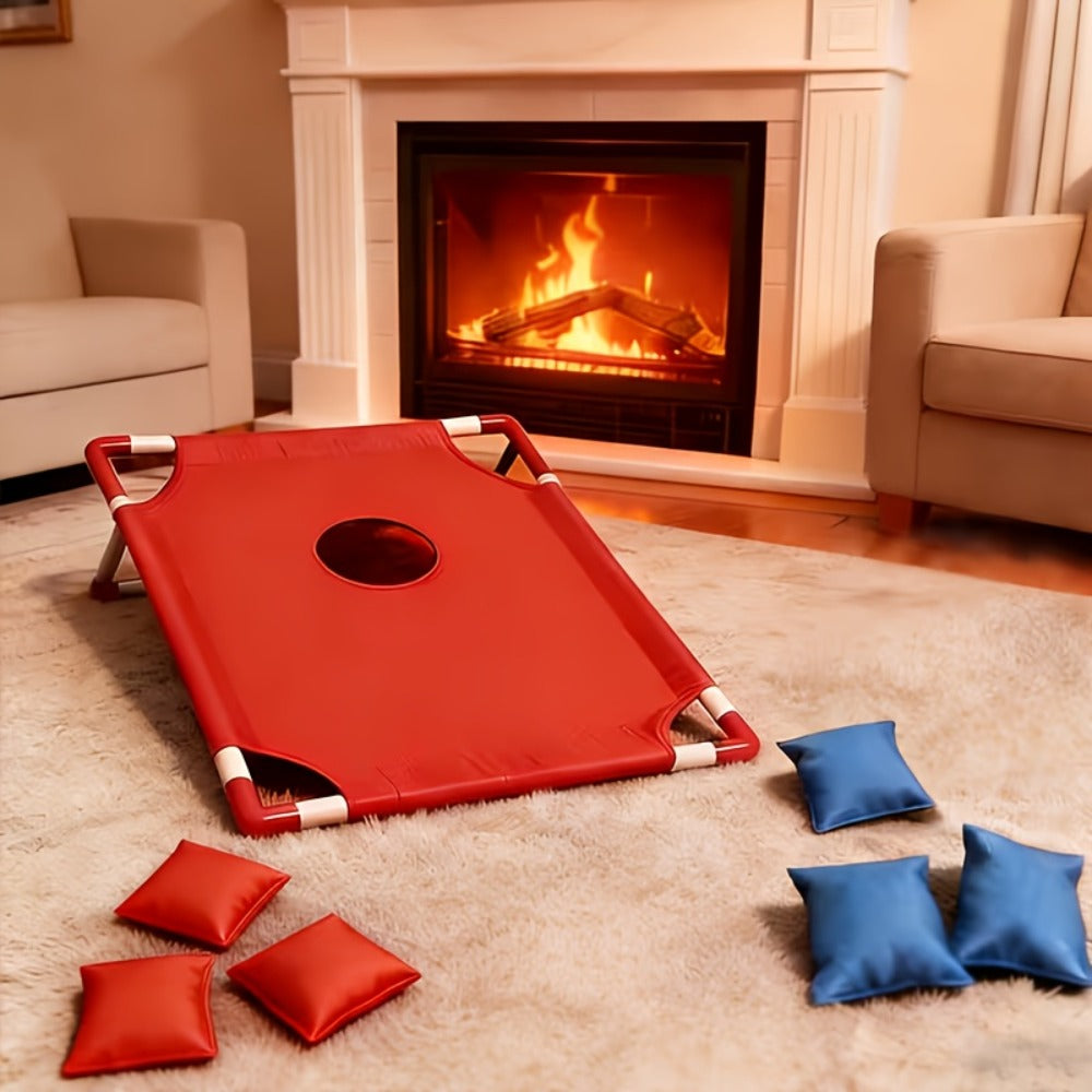 Portable Cornhole Bean Bag Toss Game Foldable Board 12 Bean Bags Storage Bag Outdoor Backyard Camping Party Game Kids Adults Family Birthday Holiday Gift Red Blue