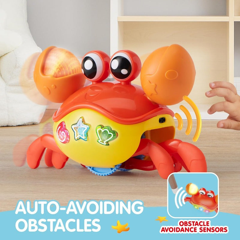 Crawling Crab Baby Toy - Tummy Time Toy, Interactive Big Crab Toy With Intelligent Sensor, Lights Buttons, Dancing Crab Auto-Avoiding Obstacles, Perfect Christmas Gift For Toddlers