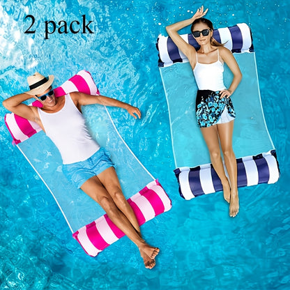 Auspicious Rain 2-pack Adult Swimming Circle 4-in-1 Inflatable Floating Bed(hammock, Lounge Chair, Drifter, And Exercise Saddle)Blue, Dark Blue, Rose Red Swimming Pool, Lake, Beach Leisure Float