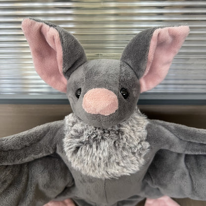 Giant Bat Plush Stuffed Animal 23" Wingspan — Soft Grey Spooky Bat Toy, Halloween Decor for Home Bedroom Car, Cute Creepy Gift for Kids Adults Animal Lovers