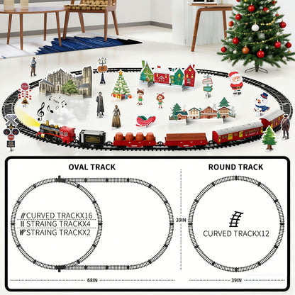 Train Set Toys for Kids, Christmas Train Sets Toys for Kids W/Smokes, Light & Sound Include 6 Car And 28 Tracks, Christmas Train Set Toys Birthday Gifts