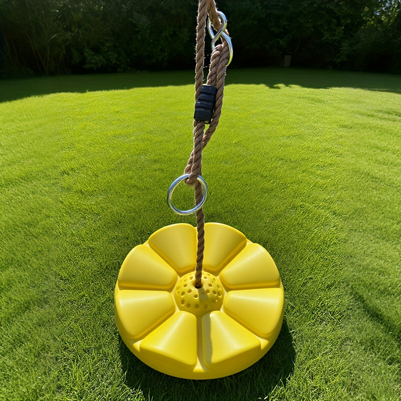 [Outdoor Fun Swing] Single-Person Thickened Swing, Outdoor Fitness Petal-Shaped Fun Swing, Diameter 11.8 Inches, Rope Length 78.7 Inches, Suitable for Playgrounds/Backyards